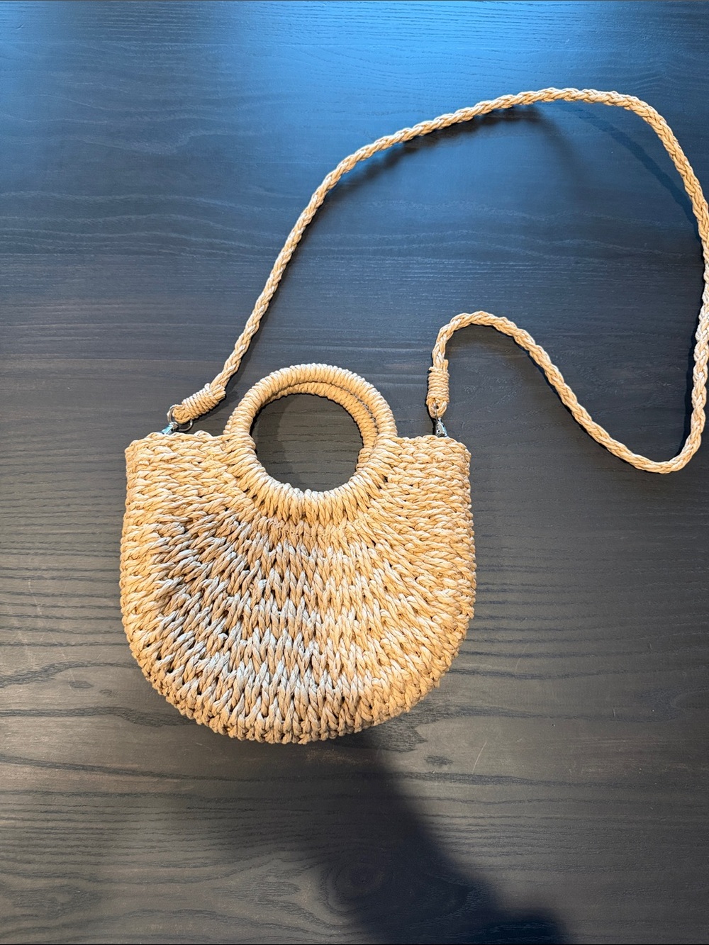 SHEIN Natural Beige Woven Straw Crossbody Bag